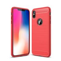 Geborsteld textuur Carbon Fiber schokbestendig TPU beschermende terug Case voor iPhone XS Max (rood)