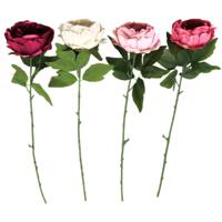 Kunstbloem pioenroos 68 cm 4 assorti | 24 stuks