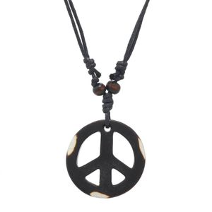 Ketting met Touw en Zwarte Peace-teken Hanger - Sieraden - Spiritueelboek.nl