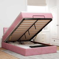 Ottoman bed met matras en LED's 120x200cm fluweel roze