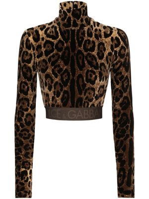 Dolce & Gabbana blouse imprimée à col montant - Marron