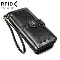 3556 grote capaciteit lange multifunctionele anti-magnetische RFID portemonnee Clutch voor dames met kaartsleuven (zwart)