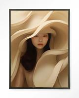 Urban Cotton Wandkleed 'Light Flow' 80 x 110cm in Floating Frame - black