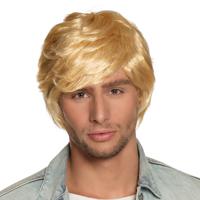 Verkleedpruik Bad Boy heren - blond - Boyband/seventies/eighties - kort golvend haar - thumbnail