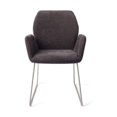 Jesper Home Misaki eetkamerstoel Almost Black slide steel