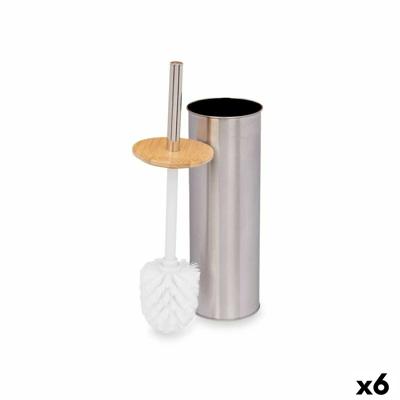 Toiletborstel Zilverkleurig Bamboe Roestvrij staal 9,5 x 27,5 x 9,5 cm (6 Stuks)