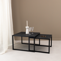 Salontafelset 'Lisa' 65 en 50cm, kleur zwart / zwart marmer