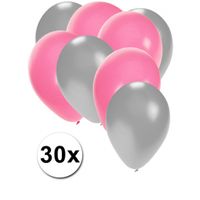 30x ballonnen zilver en lichtroze - thumbnail