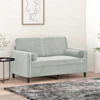 Tweezitsbank met sierkussens 120 cm fluweel lichtgrijs