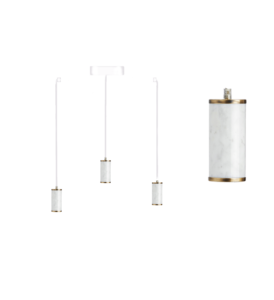 Hanglamp opbouw marmer wit E27 fitting Marble Triple Perluci