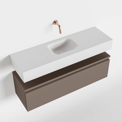 Toiletmeubel Mondiaz Andor | 100 cm | Meubelkleur Smoke | Lex vrijhangend wastafel Talc Midden | Zonder kraangat
