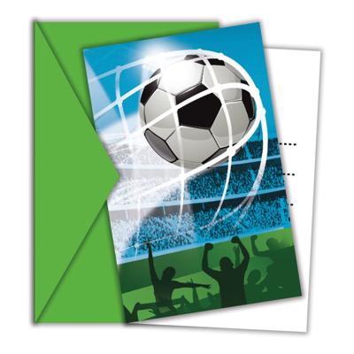 Globos Uitnodigingen en enveloppen fsc voetbal fans, 6st,