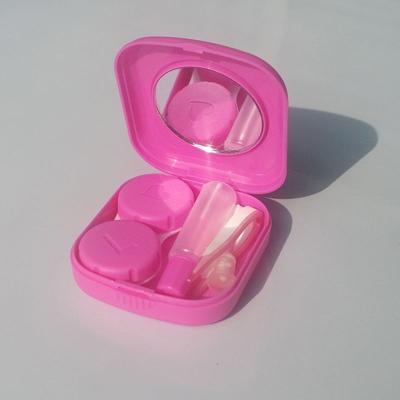 5 STKS/set mini vierkant plastic contact lens geval met spiegel (rood)