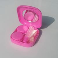 5 STKS/set mini vierkant plastic contact lens geval met spiegel (rood)