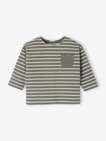 Gestreept T-shirt baby met lange mouwen kaki