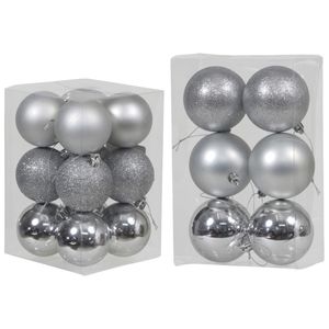 Kerstversiering set kerstballen zilver 6 - 8 cm - pakket van 54x stuks