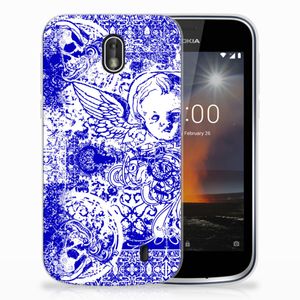 Silicone Back Case Nokia 1 Angel Skull Blauw