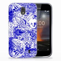 Silicone Back Case Nokia 1 Angel Skull Blauw - thumbnail