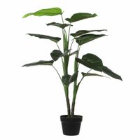 Groene Philodendron kunstplanten 100 cm met zwarte pot   - - thumbnail