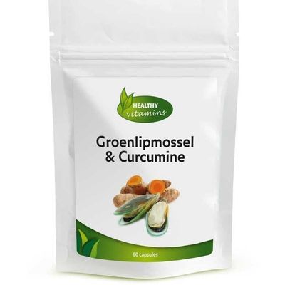 Groenlipmossel en Curcumine met Zwarte besblad | 60 capsules ⟹ Vitaminesperpost.nl