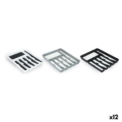 Bestekorganizer Kinvara Wit Zwart Grijs Natuurlijk rubber Polypropyleen TPR 32,5 x 4,5 x 40,5 cm (12 Stuks)