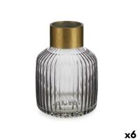 Vaas Gift Decor V1522IP-S V1522IP-S Grijs Gouden Glas Strepen 14,5 x 22 x 14,5 cm (6 Stuks)