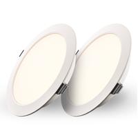 HOFTRONIC™ Set van 2 Georgia LED platte Inbouwspots wit - inbouwdiepte 25mm - 9W 820lm - Rond - 2700K warm Wit - Ø145 mm - IP20 voor binnen