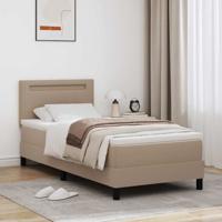 Boxspringbed met Matras in Cappuccino, 100 x 200 cm, van Faux Leer