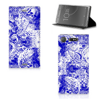 Mobiel BookCase Sony Xperia XZ1 Angel Skull Blauw - thumbnail