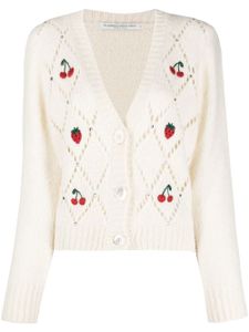 Alessandra Rich cardigan boutonné à broderies - Blanc