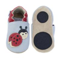 Hobea babyslofjes extra antislip Marienkäfer grau-24-25