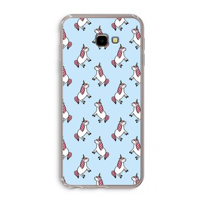 Eenhoorns overal: Samsung Galaxy J4 Plus Transparant Hoesje