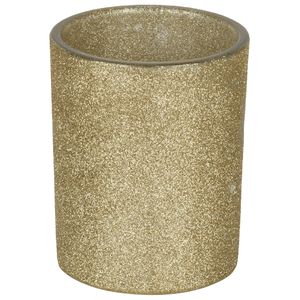 1x Gouden theelichthouders/waxinelichthouders glitter 10 cm