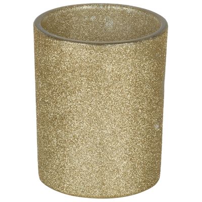 1x Gouden theelichthouders/waxinelichthouders glitter 10 cm 1x Gouden theelichthouders/waxinelichthouders glitter 10 cm