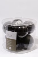8 kerstballen zwart glans 70 mm - Ksd