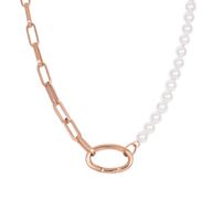 iXXXi Schakel Ketting Square Chain Pearl Rosé - thumbnail