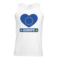 Europa hart vlag singlet shirt/ tanktop wit heren