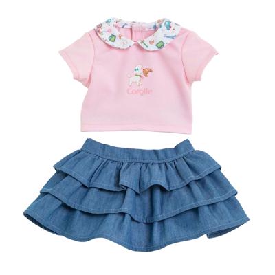 Corolle rok met ruches en t-shirt voor babypop, 36cm.