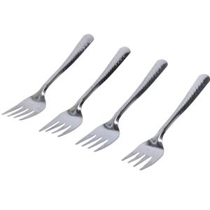 Gebaksvork - 4x stuks - zilver - streep - 18 cm - gebak/cakevork - vaatwasser bestendig