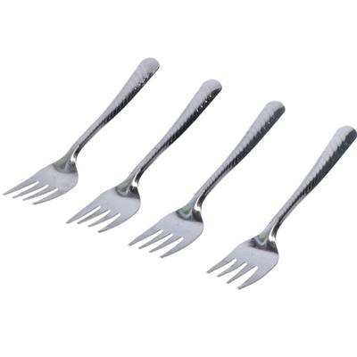 Gebaksvork - 4x stuks - zilver - streep - 18 cm - gebak/cakevork - vaatwasser bestendig