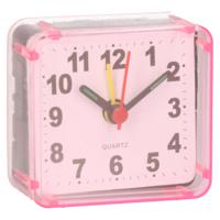 Gerimport Reiswekker/alarmklok analoog - roze - kunststof - 6 x 3 cm - klein model - Wekkers - thumbnail