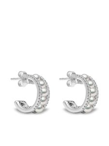 Yoko London boucles d'oreilles Eclipse en or blanc 18ct serties de perles d'Akoya et de diamants - Argent