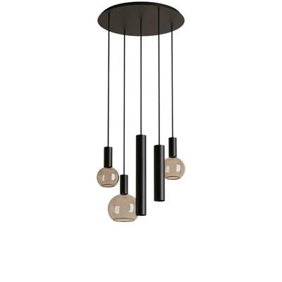 Hanglamp Riva rond 5 lichts zwart