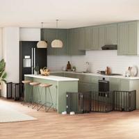 VidaXL Hondenhek inklapbaar 12 panelen 600 cm populierenhout zwart