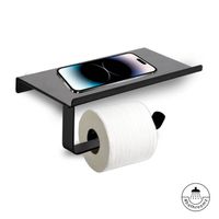 4bathroomz® Toiletrolhouder met planchet voor telefoon - wc rolhouder - thumbnail