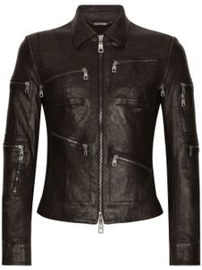 Dolce & Gabbana veste de moto en cuir - Noir