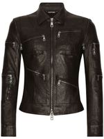 Dolce & Gabbana veste de moto en cuir - Noir - thumbnail