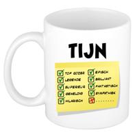 Naam mok Tijn - wit - top gozer - keramiek - 300 ml - cadeau collega beker Naam mok Tijn - wit - top gozer - keramiek - 300 ml - cadeau collega beker