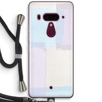 Square pastel: HTC U12+ Transparant Hoesje met koord