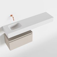 Toiletmeubel Mondiaz Andor | 120 cm | Meubelkleur Linen | Lex vrijhangend wastafel Talc Links | Zonder kraangat